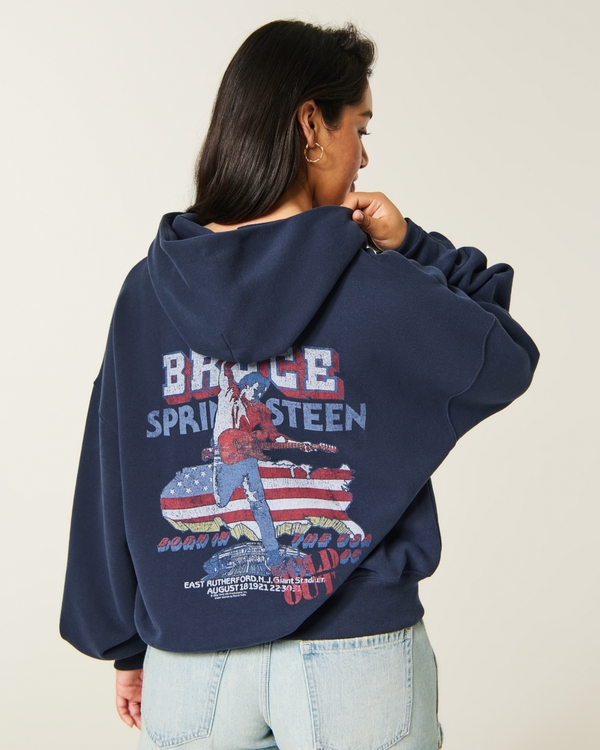 Hollister Feel Good Bruce Springsteen Graphic Hoodie, Navy view 1