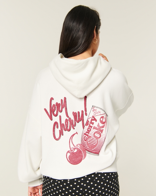 Hollister Feel Good Cherry Coke Graphic Hoodie, White view 1