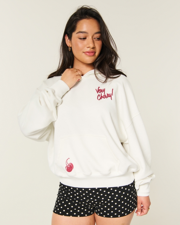 Hollister Feel Good Cherry Coke Graphic Hoodie, White view 2