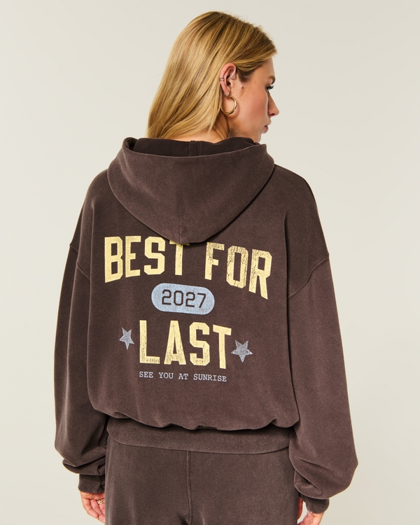 Hollister Feel Good Senior Graphic Classic Hoodie, Brown view 2