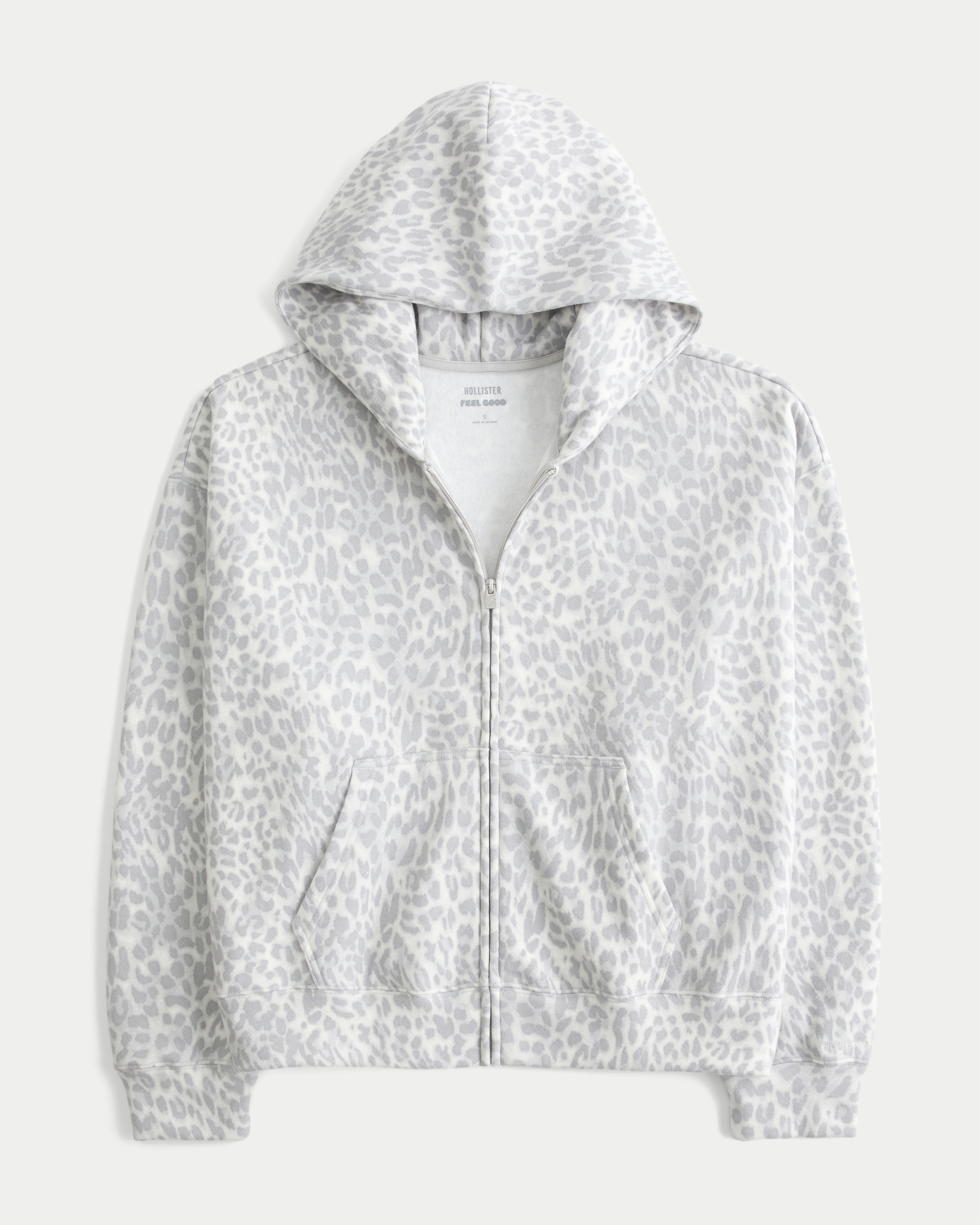 Hollister Feel Good Easy Light Leopard Print Zip-Up Hoodie