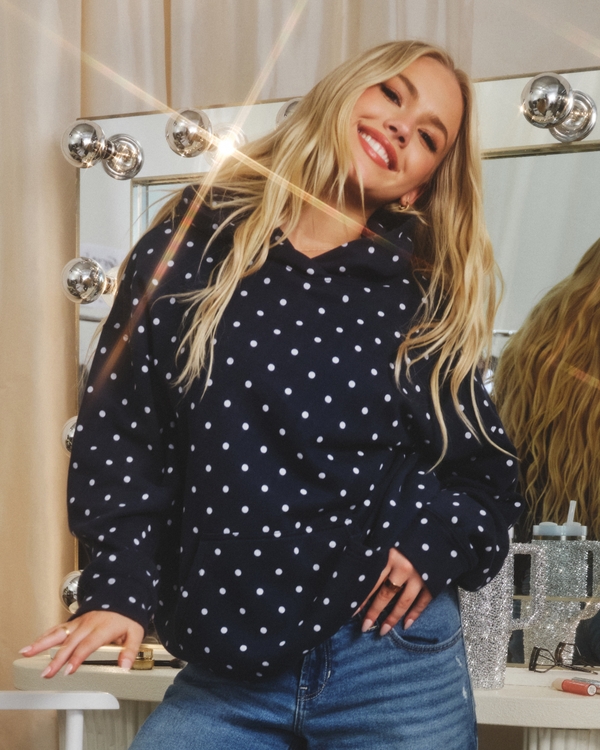 Hollister Feel Good Oversized Dot Hoodie, Navy Dot view 1