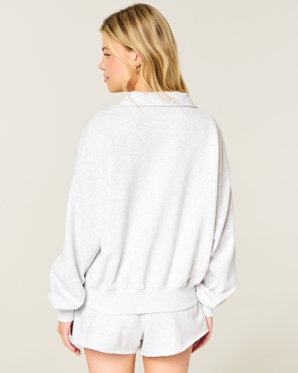 Hollister Feel Good Half-Zip Sweatshirt, Light Heather Grey view 2