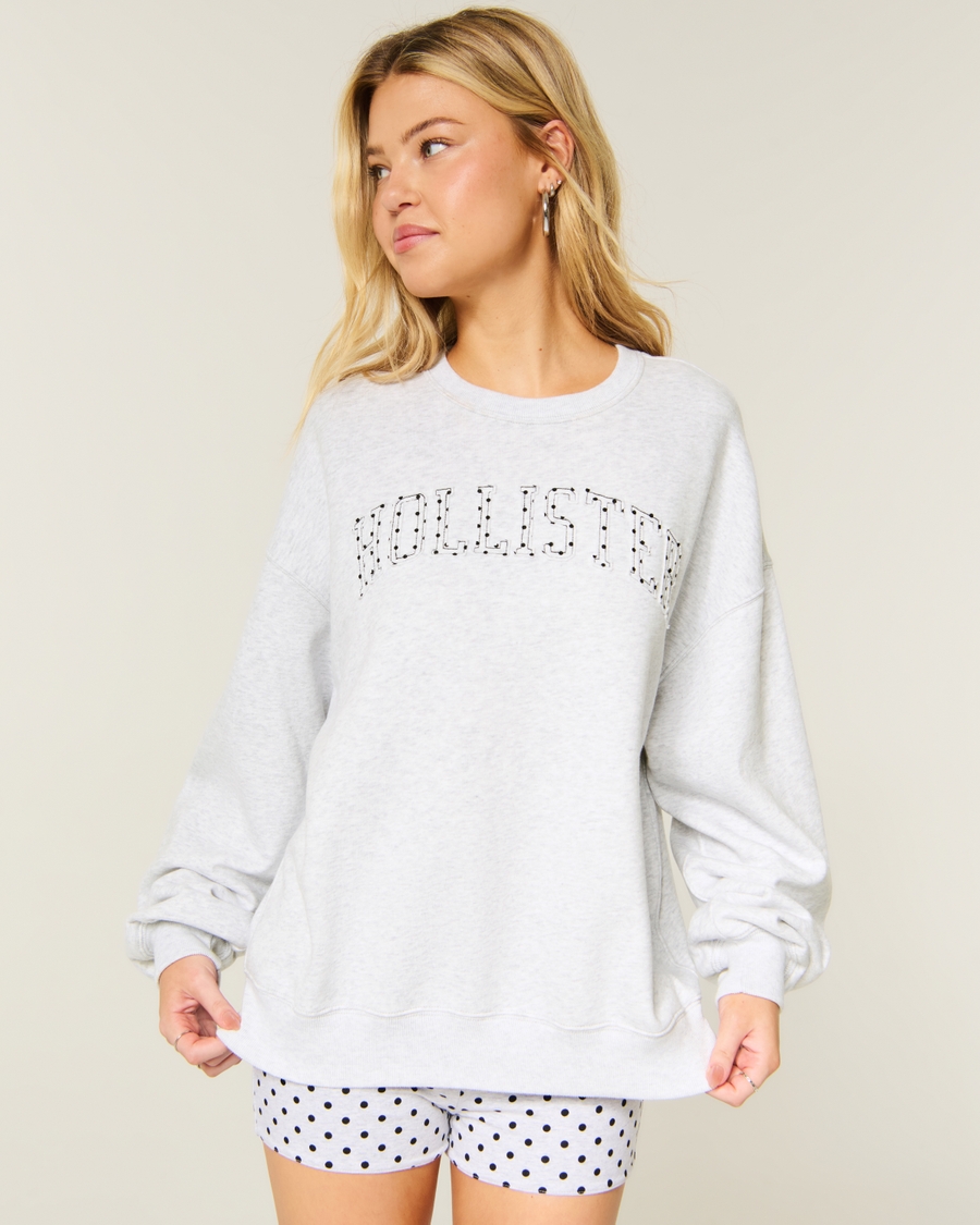 Hollister Feel Good Oversized Logo Graphic Crew Sweatshirt