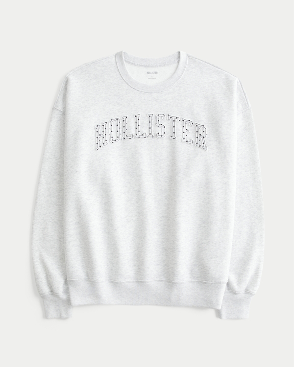 Hollister Feel Good Trapped Dot Logo Graphic Sweatshirt, Light Heather Grey view 1
