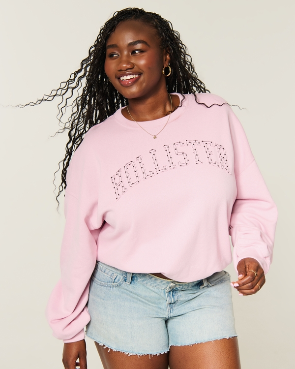 Hollister Feel Good Trapped Dot Logo Graphic Sweatshirt, Pink view 1