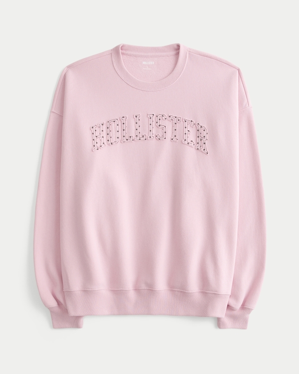 Hollister Feel Good Trapped Dot Logo Graphic Sweatshirt, Pink view 1