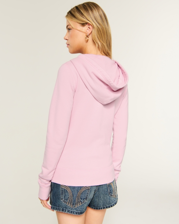 Hollister Feel Good Logo Graphic Zip-Up Hoodie, Light Pink view 2