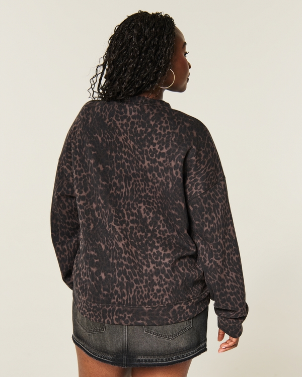 Hollister Feel Good Leopard Print Logo Graphic Crew Sweatshirt, Leopard Print view 2