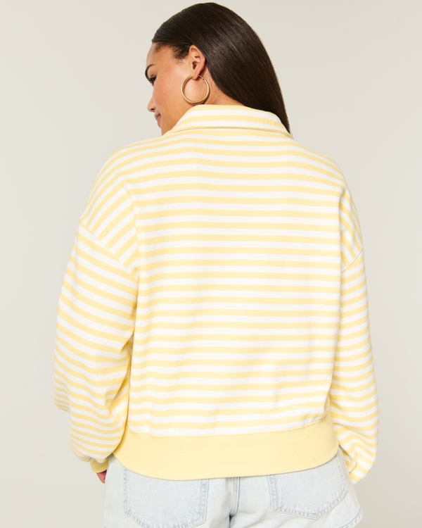 Hollister Feel Good Striped Half-Zip Sweatshirt, Yellow Stripe view 2