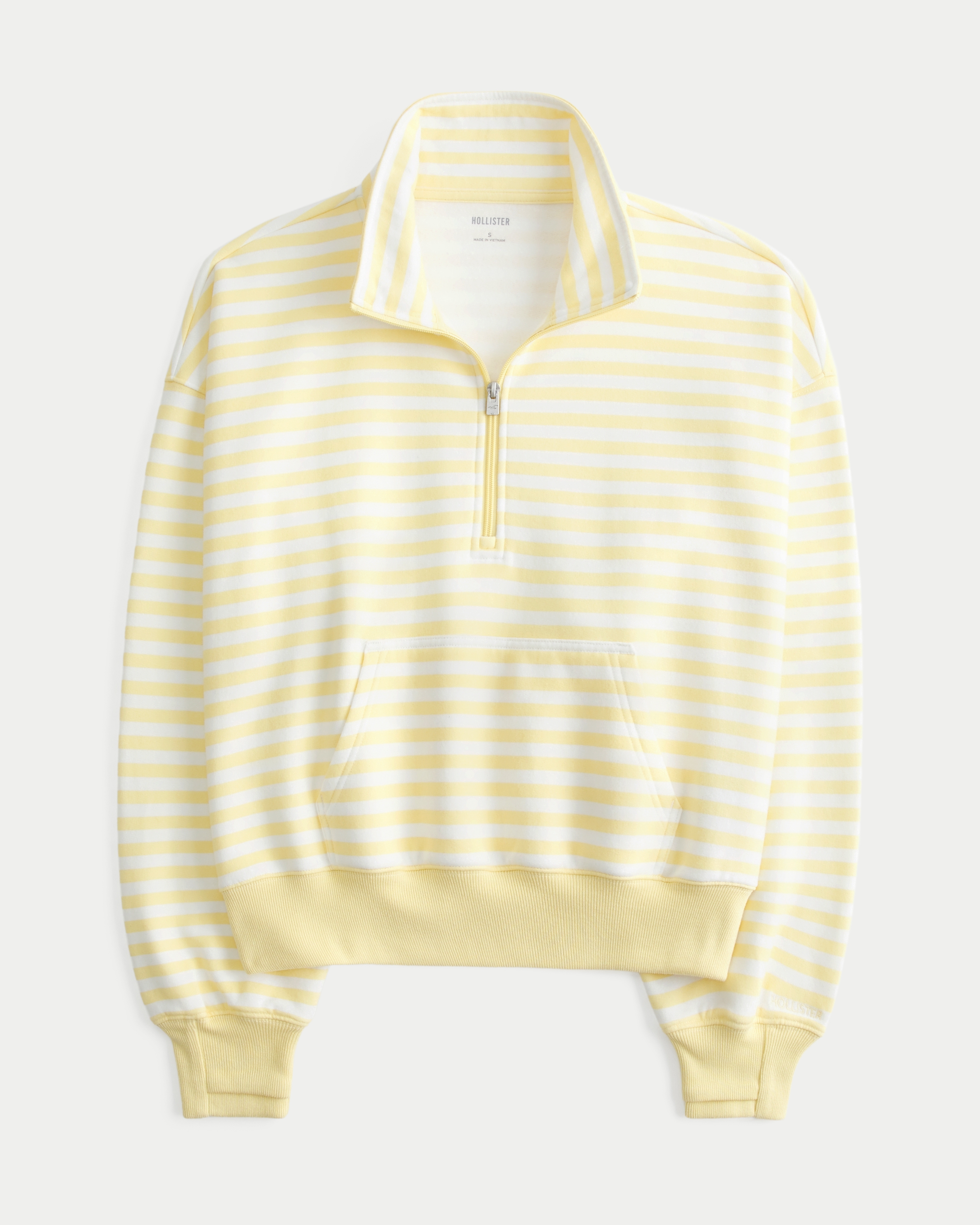 Hollister Feel Good Striped Half-Zip Sweatshirt