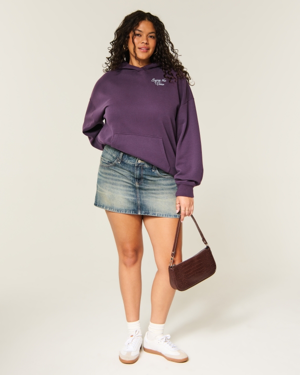 Hollister Feel Good Oversized Enjoy the View Graphic Hoodie, Plum view 2