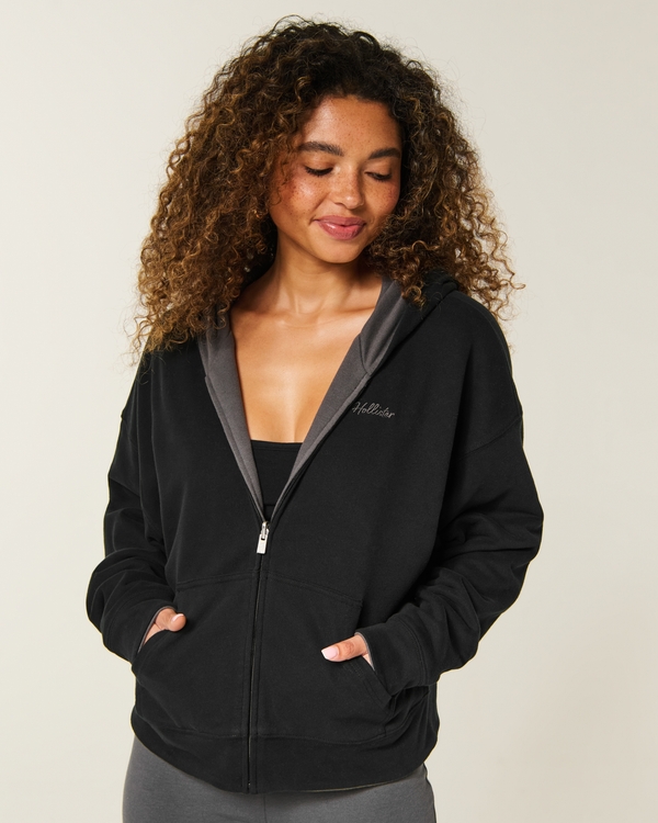 Hollister Feel Good Reversible Zip-Up Hoodie