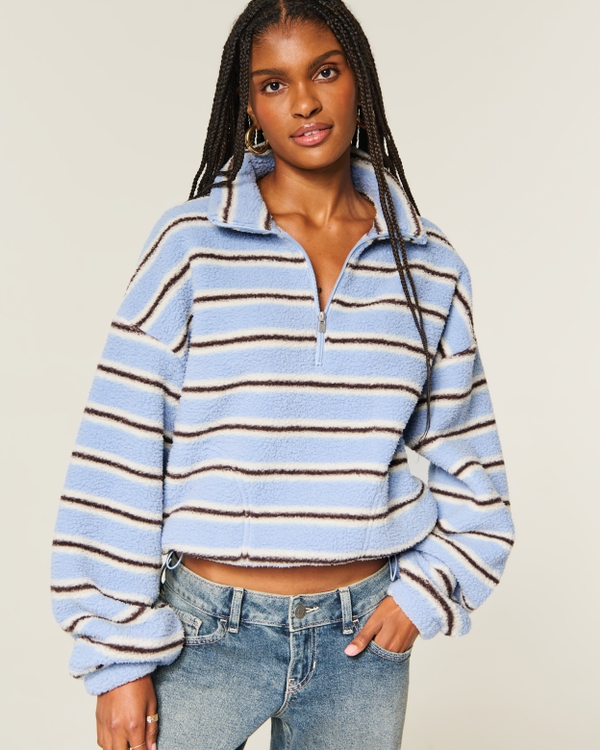 Striped Sherpa Half-Zip Sweatshirt