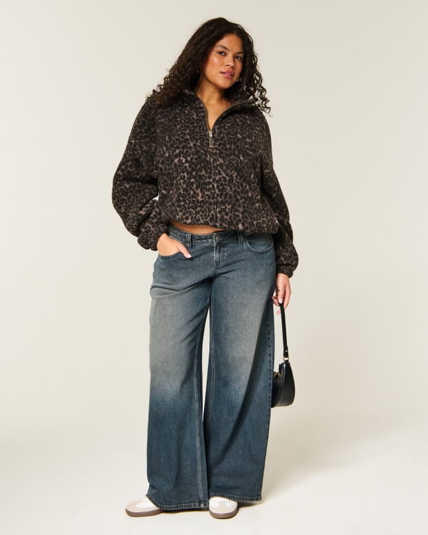 ウィメンズ Leopard Print Sherpa Half-Zip Sweatshirt | ウィメンズ