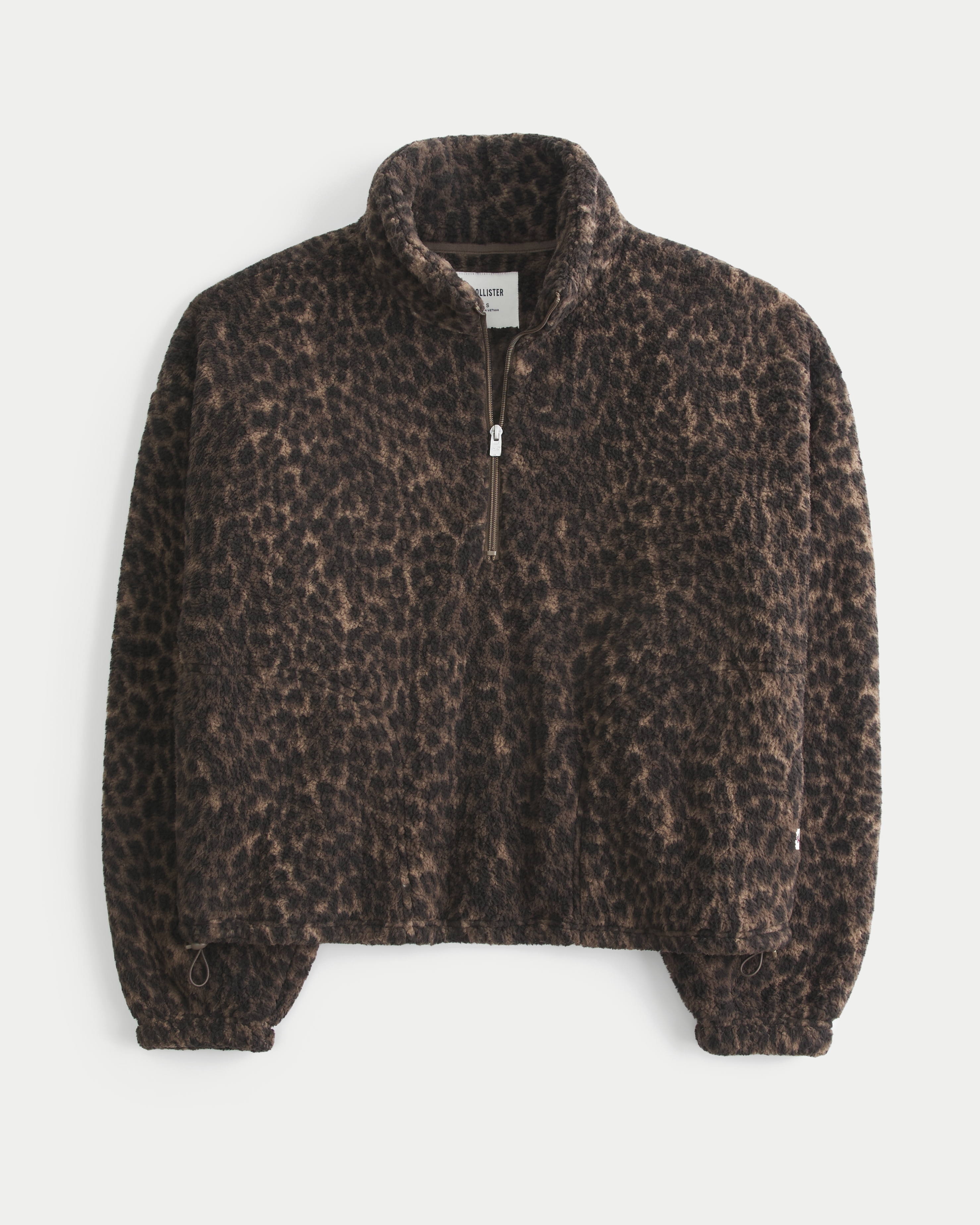 Leopard Sherpa Half-Zip Sweatshirt