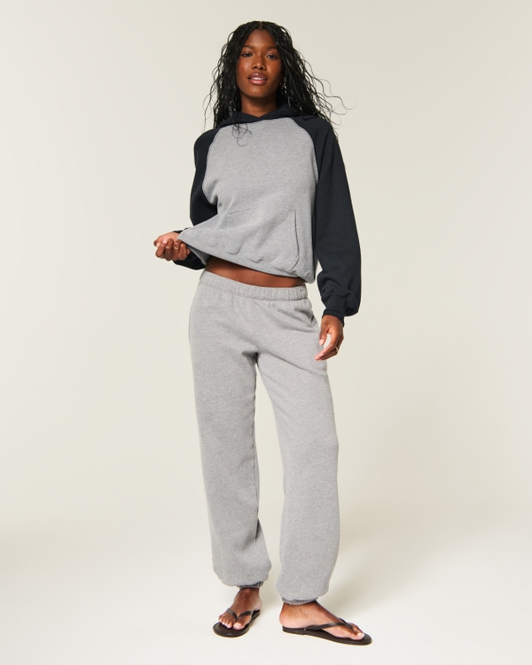 Hollister Feel Good Classic Fit Raglan Hoodie, Heather Grey view 2