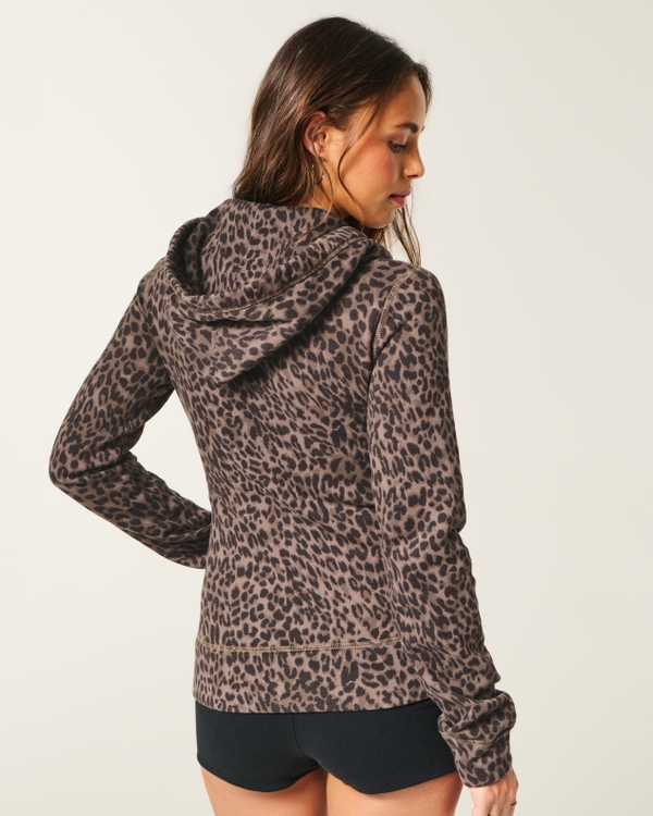 Hollister Feel Good Leopard Print Zip-Up Hoodie, Leopard Print view 2