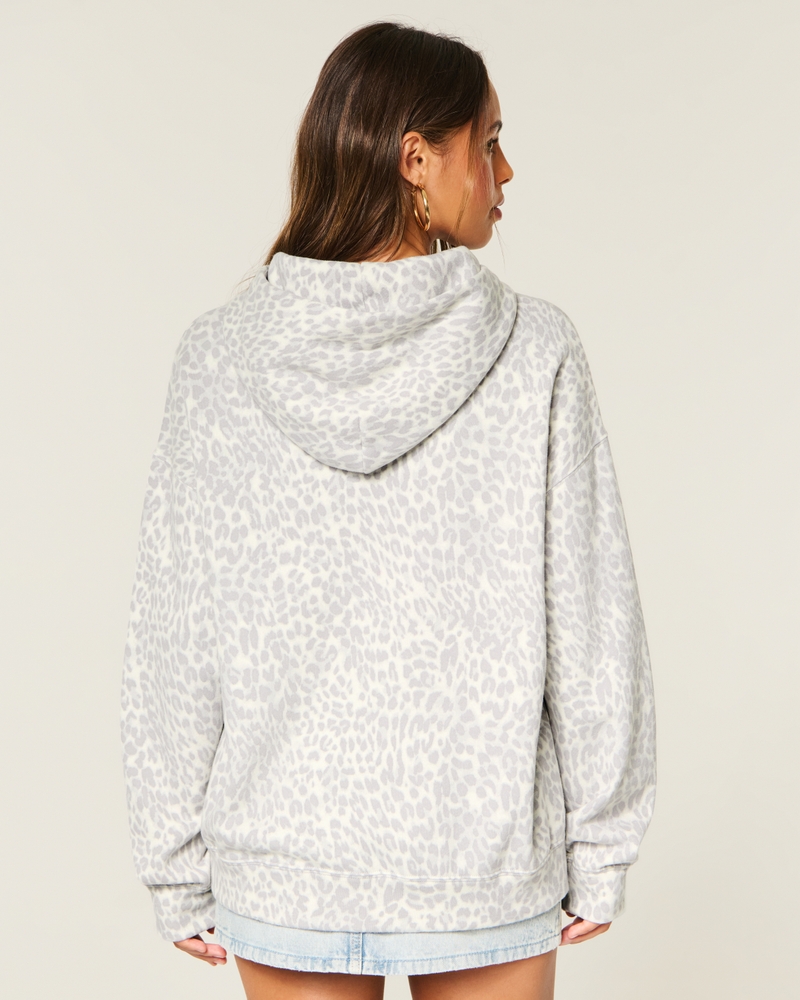 Women's Hollister Feel Good Oversized Light Leopard Print Hoodie