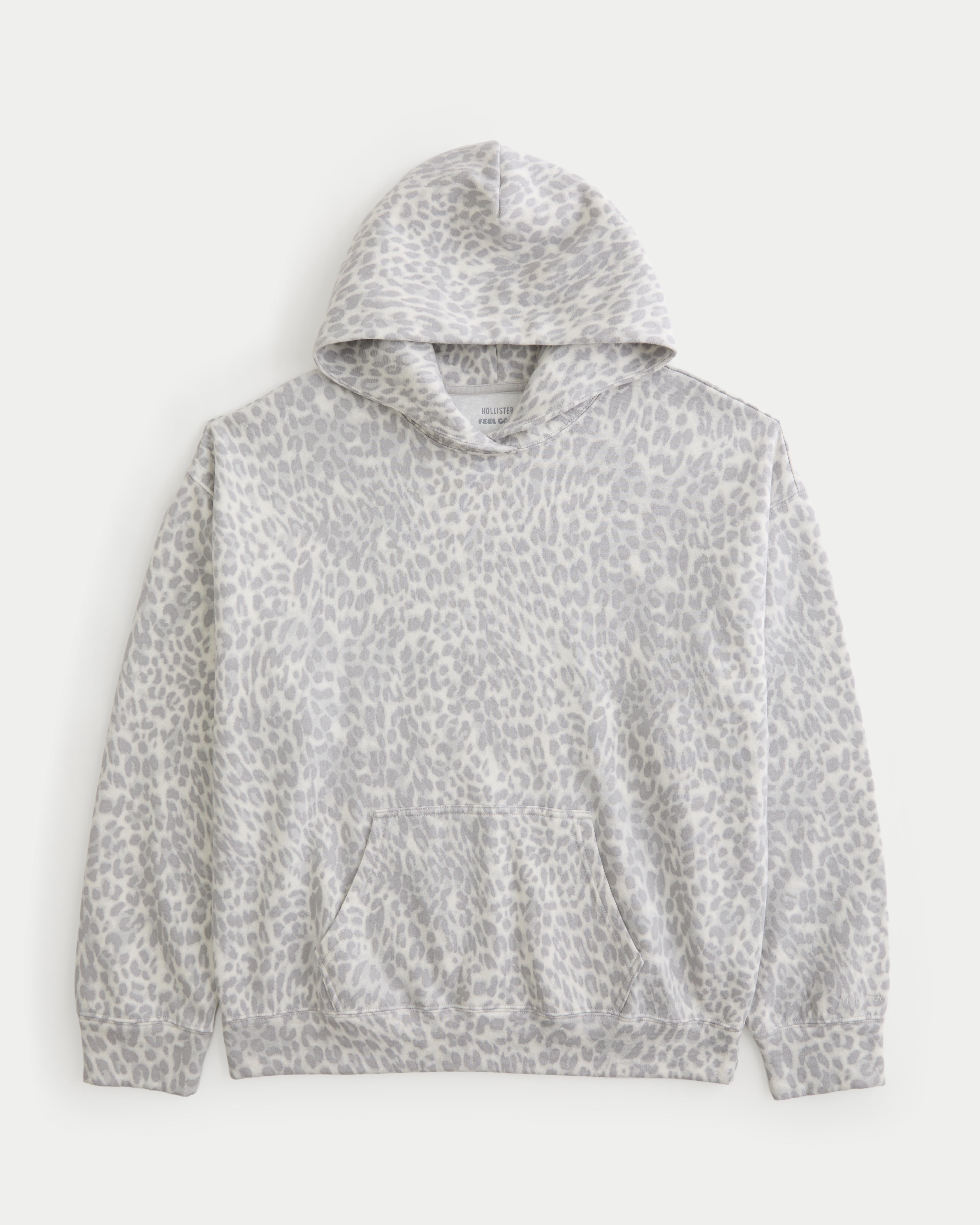 Hollister Feel Good Oversized Light Leopard Print Hoodie