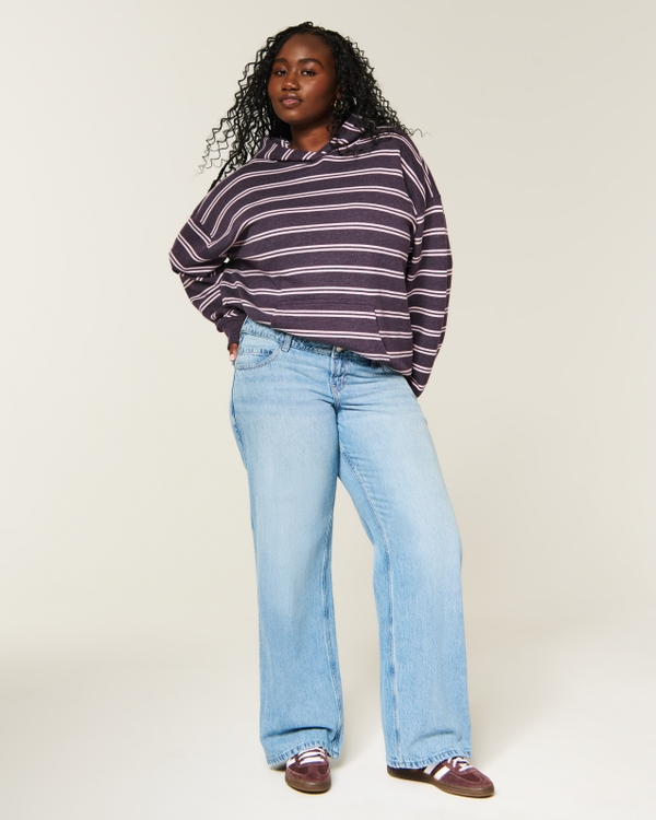 Hollister Feel Good Oversized Hoodie, Plum Stripe view 2