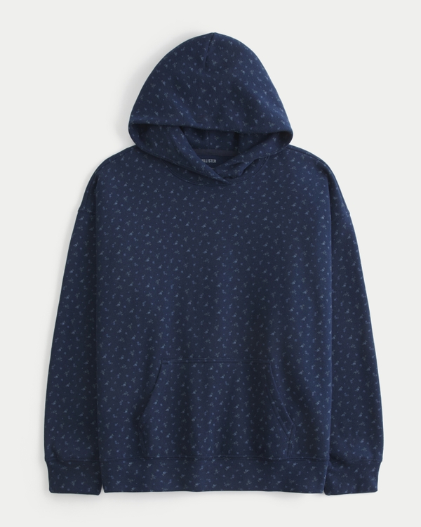 Oversized Ditsy Floral Pattern Hoodie, Navy Pattern view 1