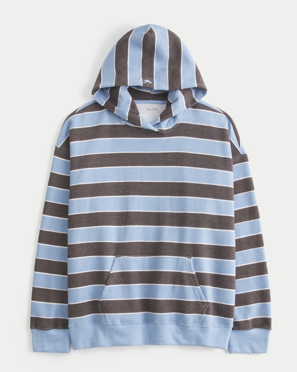 Oversized Striped Hoodie, Blue Stripe view 1