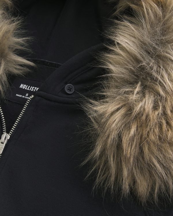Women's Faux Fur Trim Half-Zip Hoodie | Women's Tops | HollisterCo.com