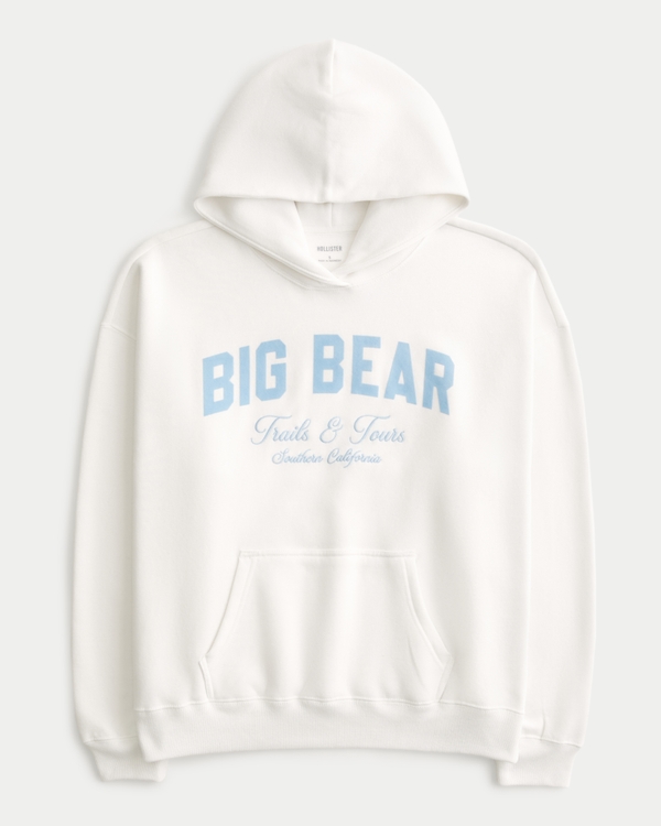 Hollister Feel Good Oversized Big Bear Graphic Hoodie, Cloud White view 1