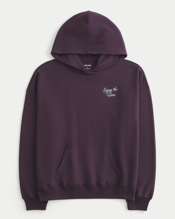 Hollister Feel Good Oversized Mammoth Mountain Graphic Hoodie, Deep Purple view 1