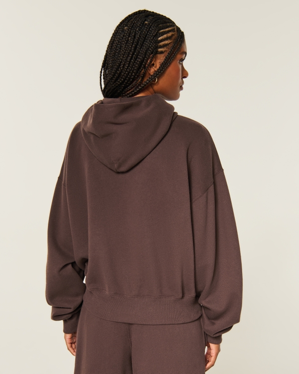 Hollister Feel Good Easy Logo Graphic Hoodie, Brown view 2