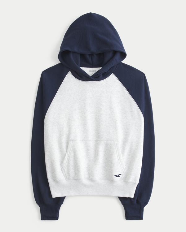 Hollister Feel Good Raglan Hoodie, Light Heather Grey view 1