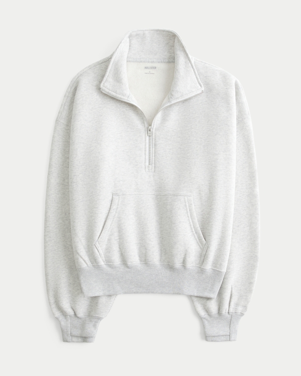 Easy Half-Zip Sweatshirt, Light Heather Grey view 1