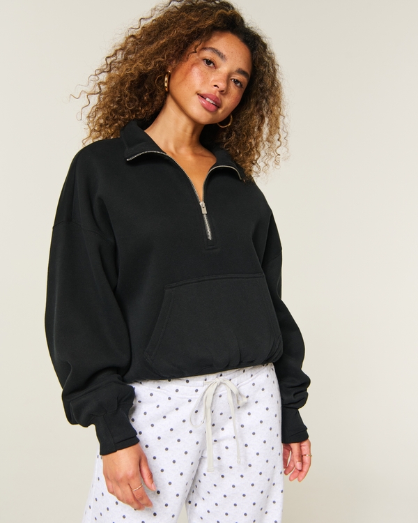 Easy Half-Zip Sweatshirt, Black view 1