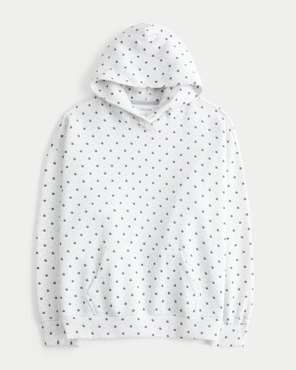 Hollister Feel Good Oversized Dot Pattern Hoodie, Heather Grey Dot view 1