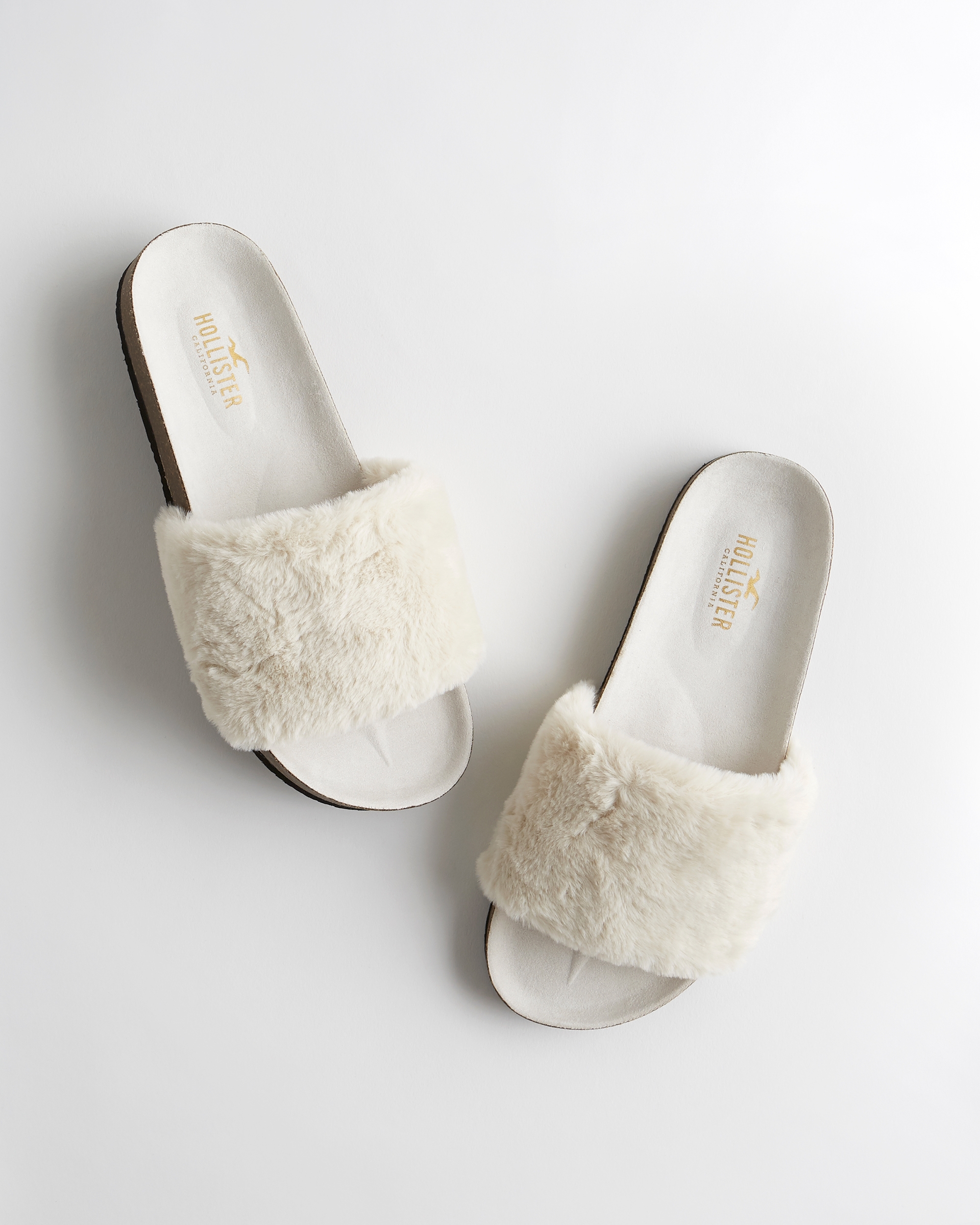 faux fur slide sandals
