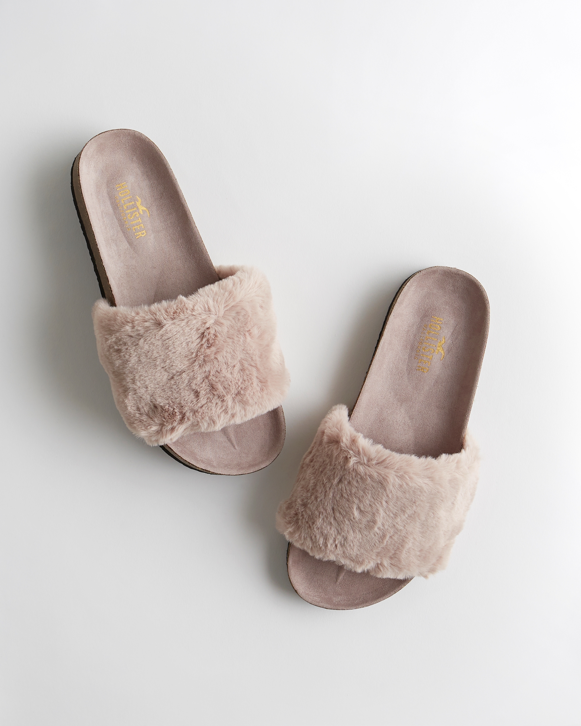 faux fur slide sandals