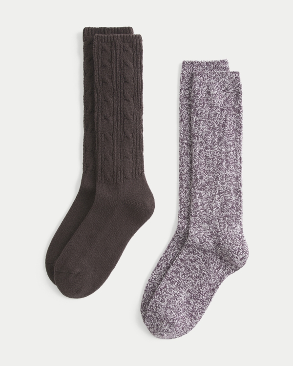Slouchy Socks 2-Pack, Heather Purple view 1