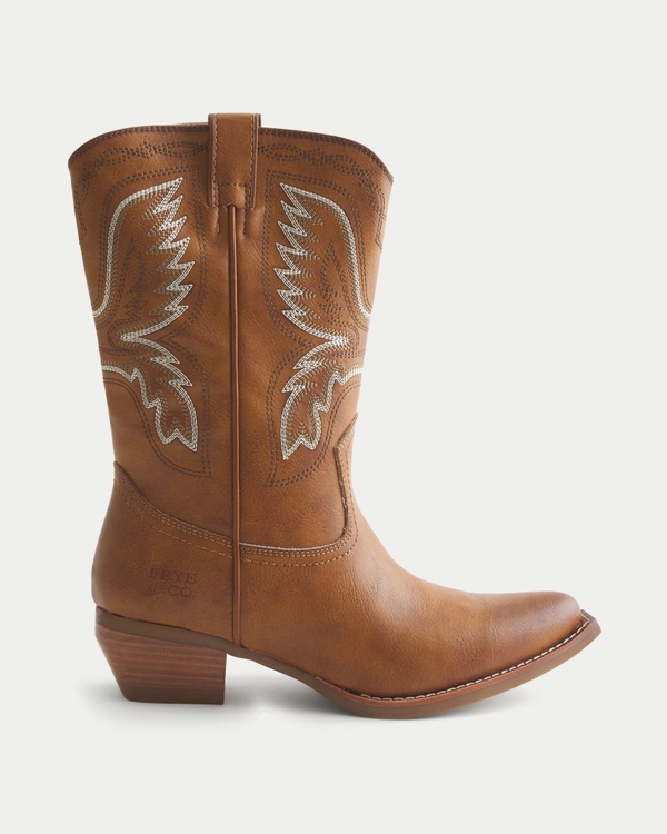 Frye & Co Irlene Short Deco Stitch Boots, Camel view 2