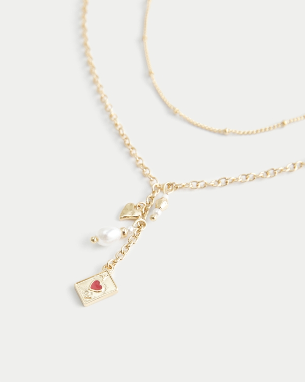Card Charm Necklace 2-Pack, Gold 2 Pk view 1