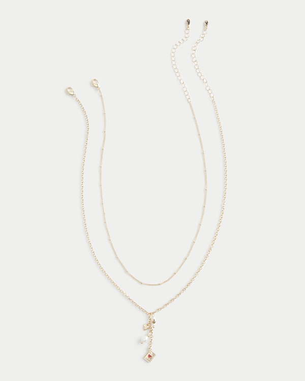 Card Charm Necklace 2-Pack, Gold 2 Pk view 2