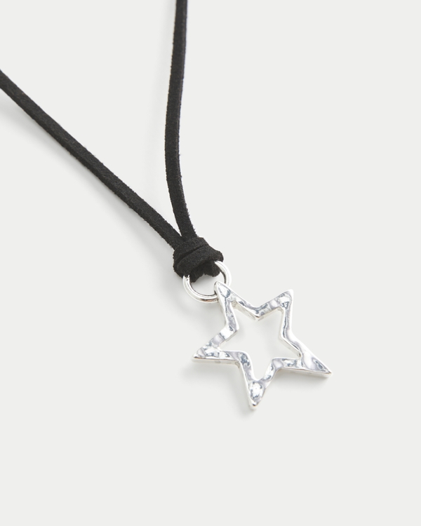 Fabric Star Necklace, Black view 1