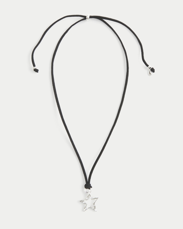 Fabric Star Necklace, Black view 2