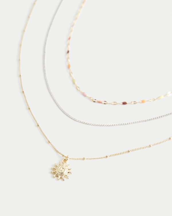 Fall Sun Necklace 3-Pack, Mixed Metal 3 Pk view 1