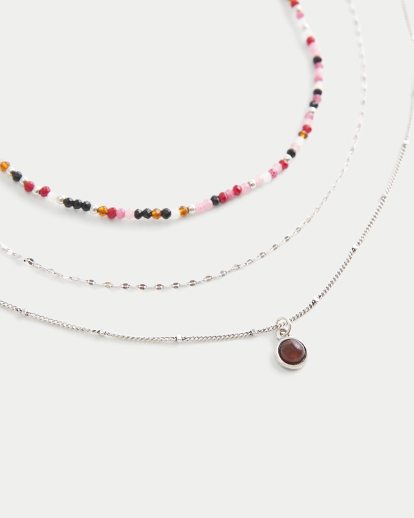 Silver Charm Necklace 3-Pack, Silver 3 Pk view 1