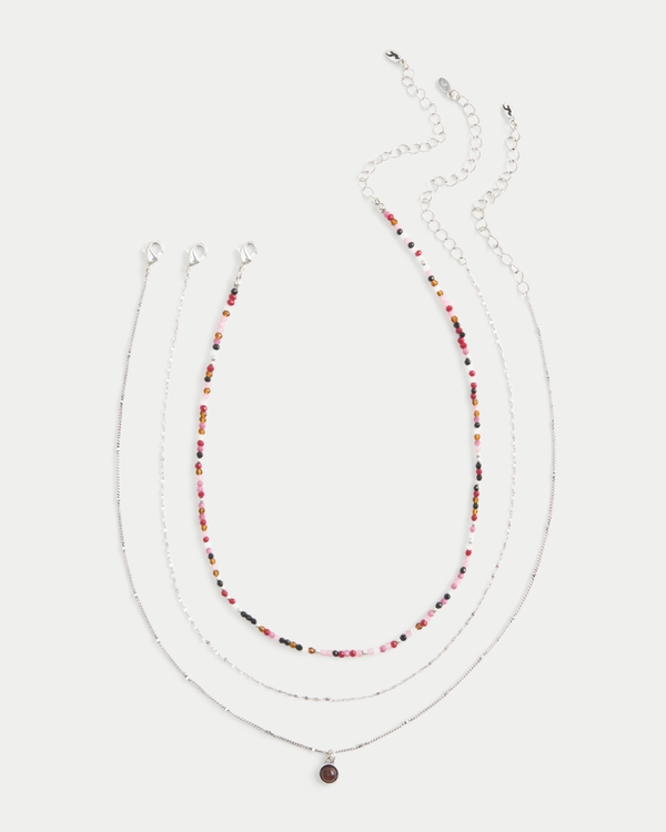 Silver Charm Necklace 3-Pack, Silver 3 Pk view 2