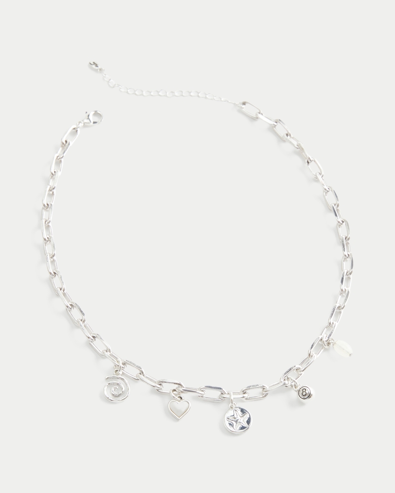 Silver Charm Necklace by Hollister