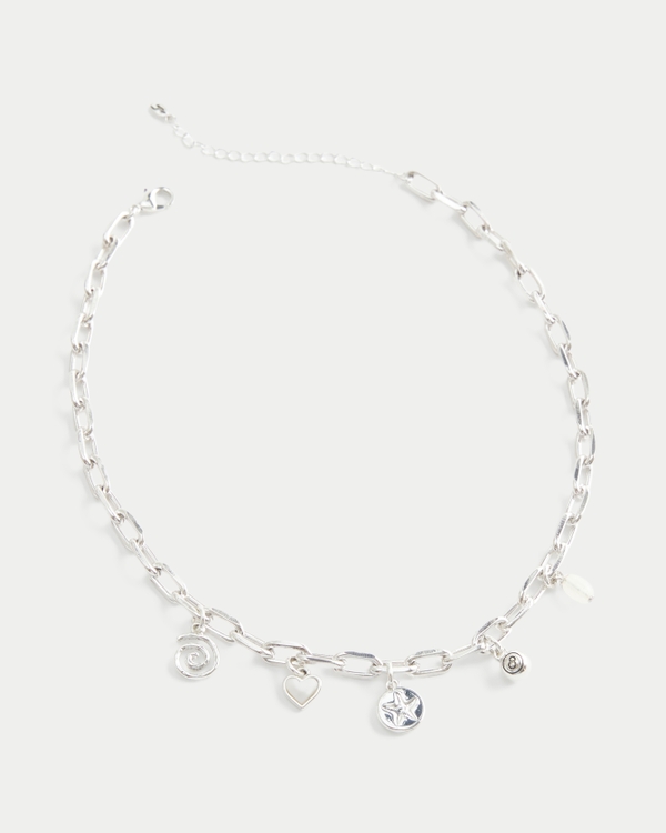 Silver Charm Necklace, Silver view 1