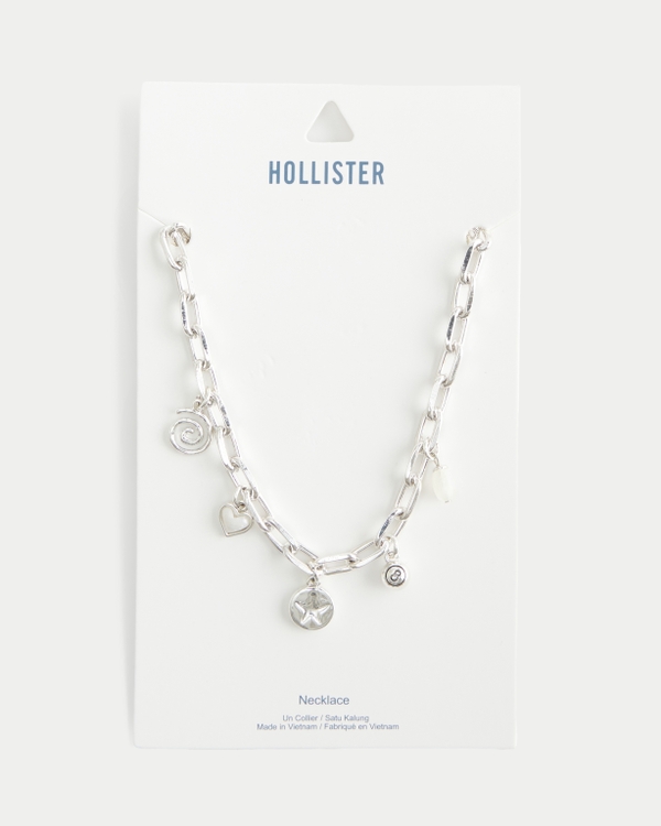 Silver Charm Necklace, Silver view 2