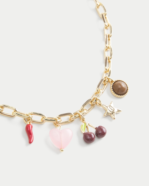 Gold Charm Necklace, Gold view 2